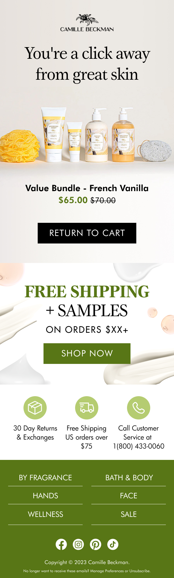 Skincare Abandoned Cart Email